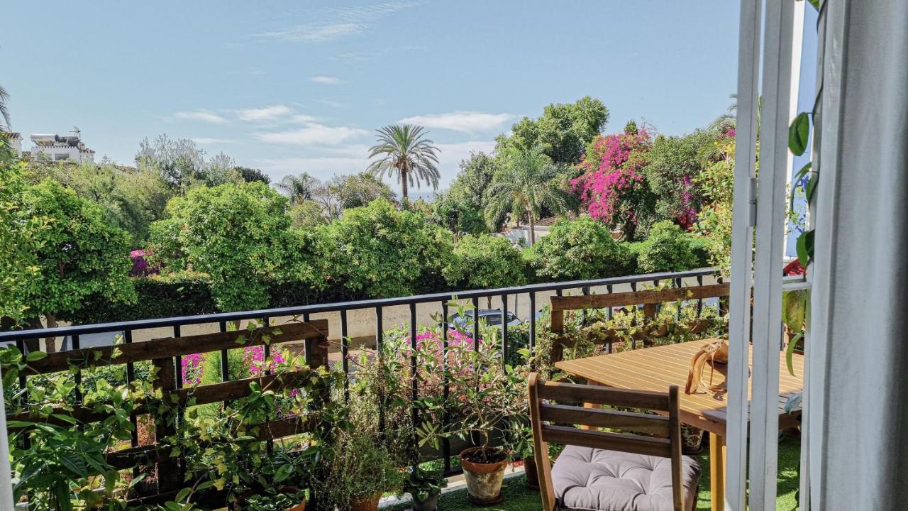 Vistas desde la terraza: jardines, buganvilla y palmeras